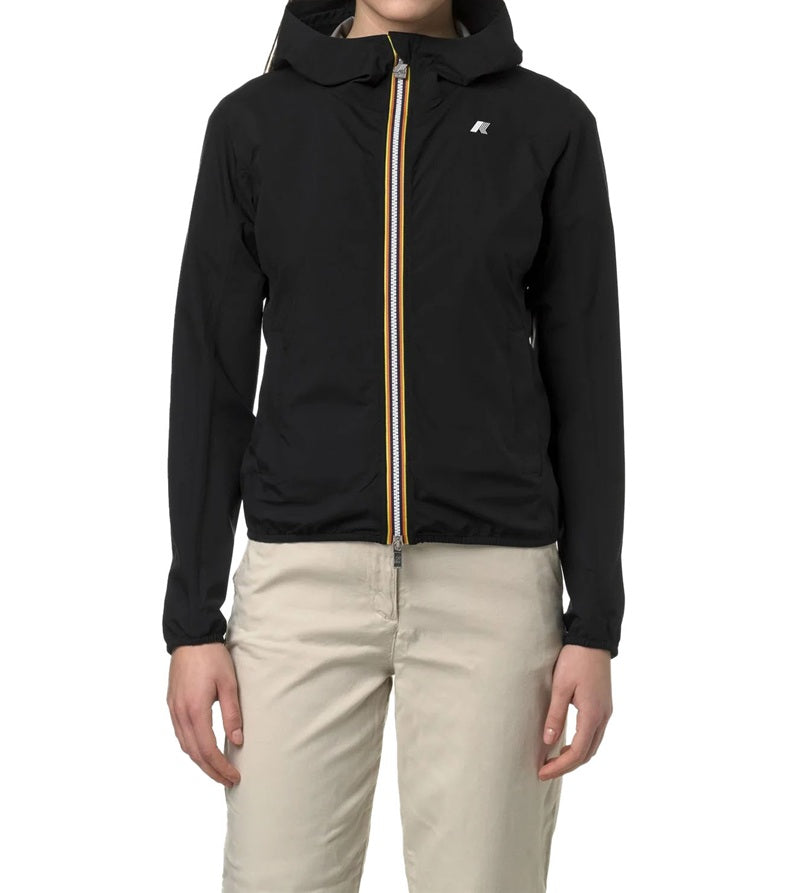 K-WAY Giubbino K-way donna K5127LW USY LILY STRETCH DOT nero logato cappuccio K5127LW USY 