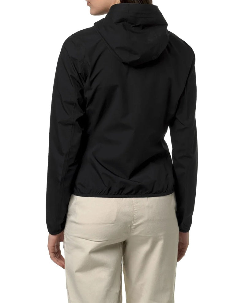 K-WAY Giubbino K-way donna K5127LW USY LILY STRETCH DOT nero logato cappuccio K5127LW USY 