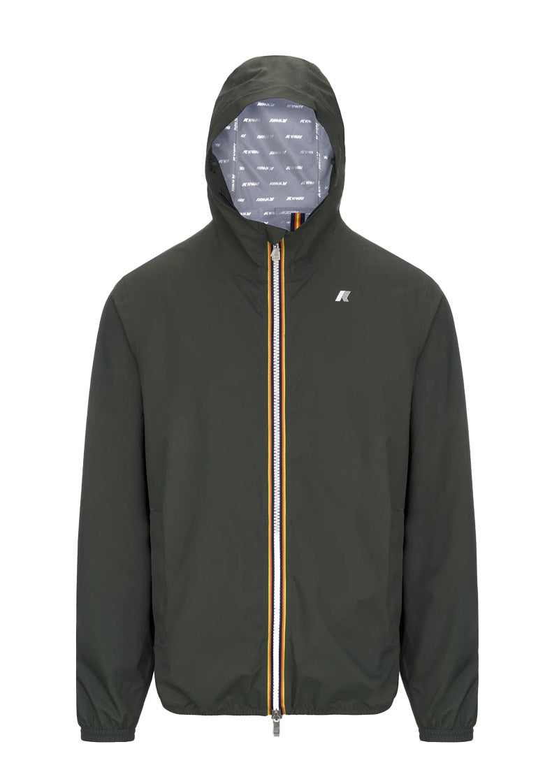 K-WAY Giubbino K-way uomo K5127QW WMR Jack stretch dot verde black torba logo cappuccio K5127QW WMR 