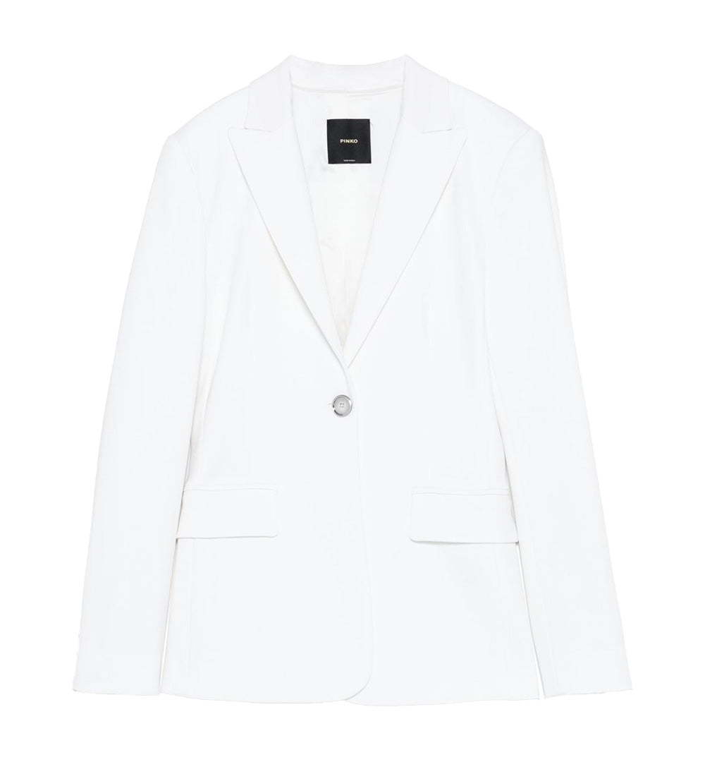 PINKO Blazer Pinko donna Signum 104903 A1L3 Bianco giacca monopetto collo rever scuba viscosa bottone 104903 A1L3 Z05 
