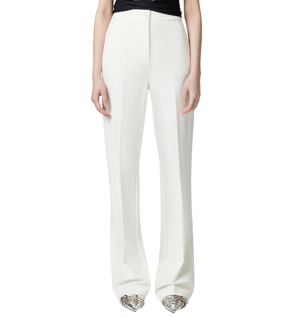 PINKO Pantalone Pinko donna Resta 104926 A0HM Bianco viscosa texture vita alta tasche zip bottoni 104926 A0HM Z05 