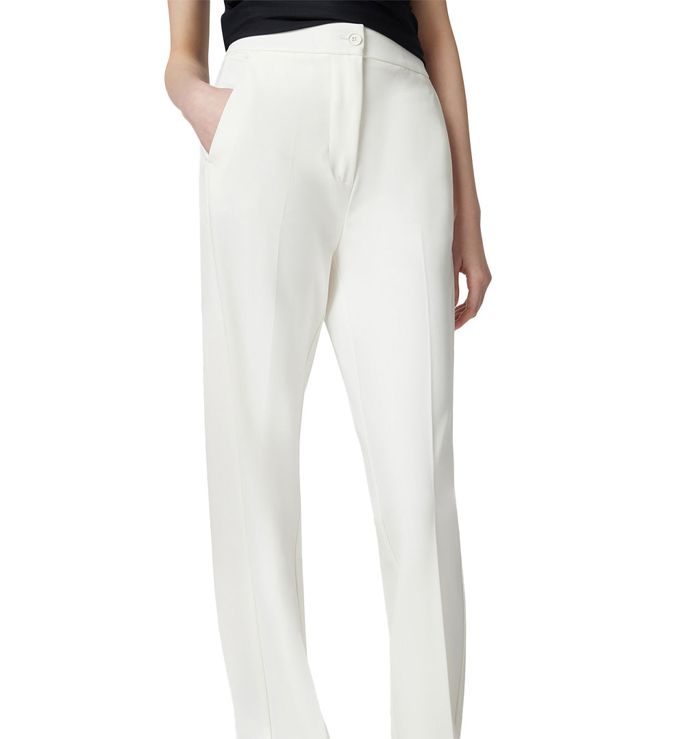 PINKO Pantalone Pinko donna Resta 104926 A0HM Bianco viscosa texture vita alta tasche zip bottoni 104926 A0HM Z05 