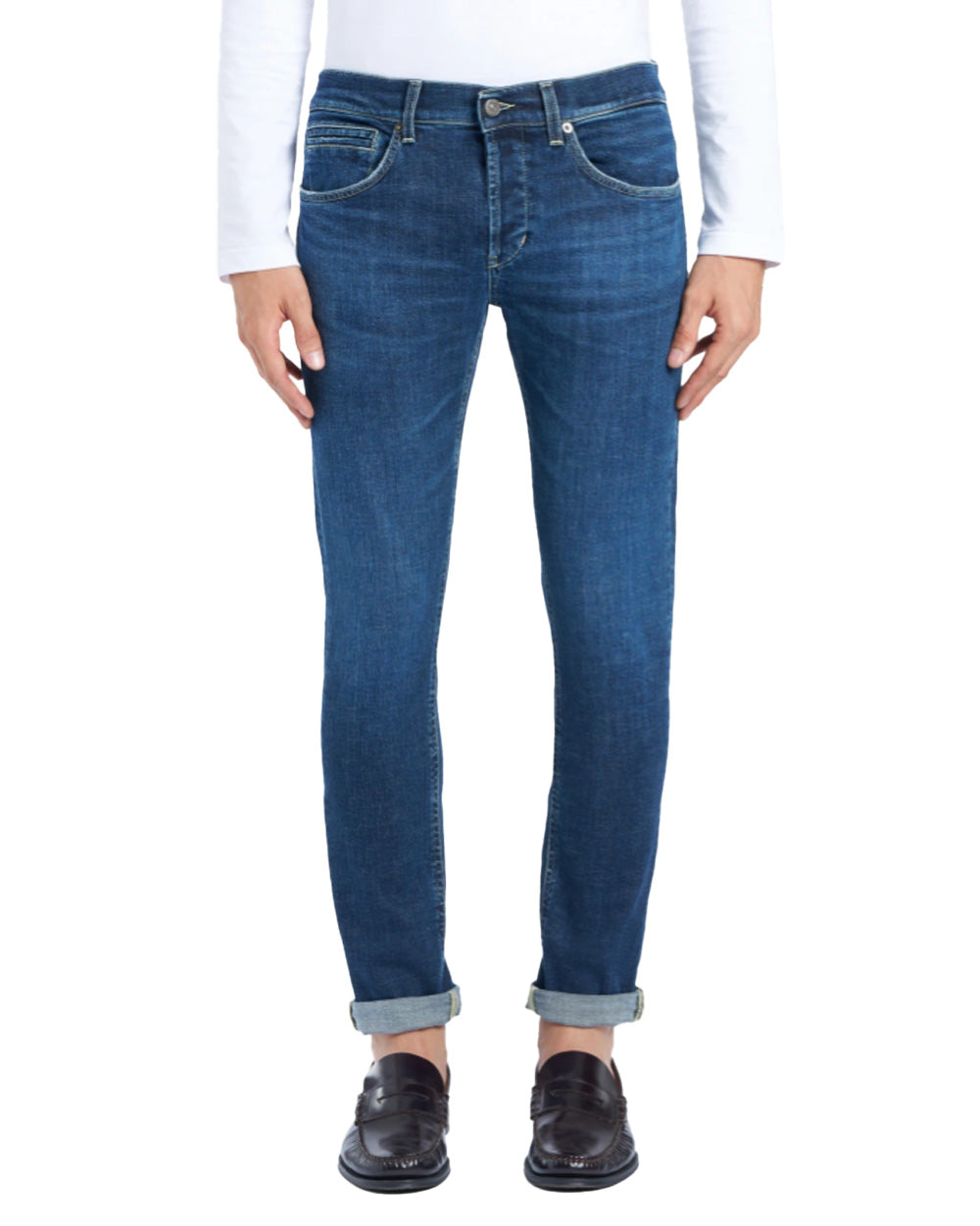 DONDUP Jeans DONDUP uomo George UP232DK316UJ12 Blu cinque tasche skinny fit vita bassa taschino a filetto UP232DK316UJ12 800 