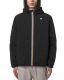 K-WAY men's jacket JACK PLAIN WARM K2136DW Black short jacket water-repellent technical materials padded hood