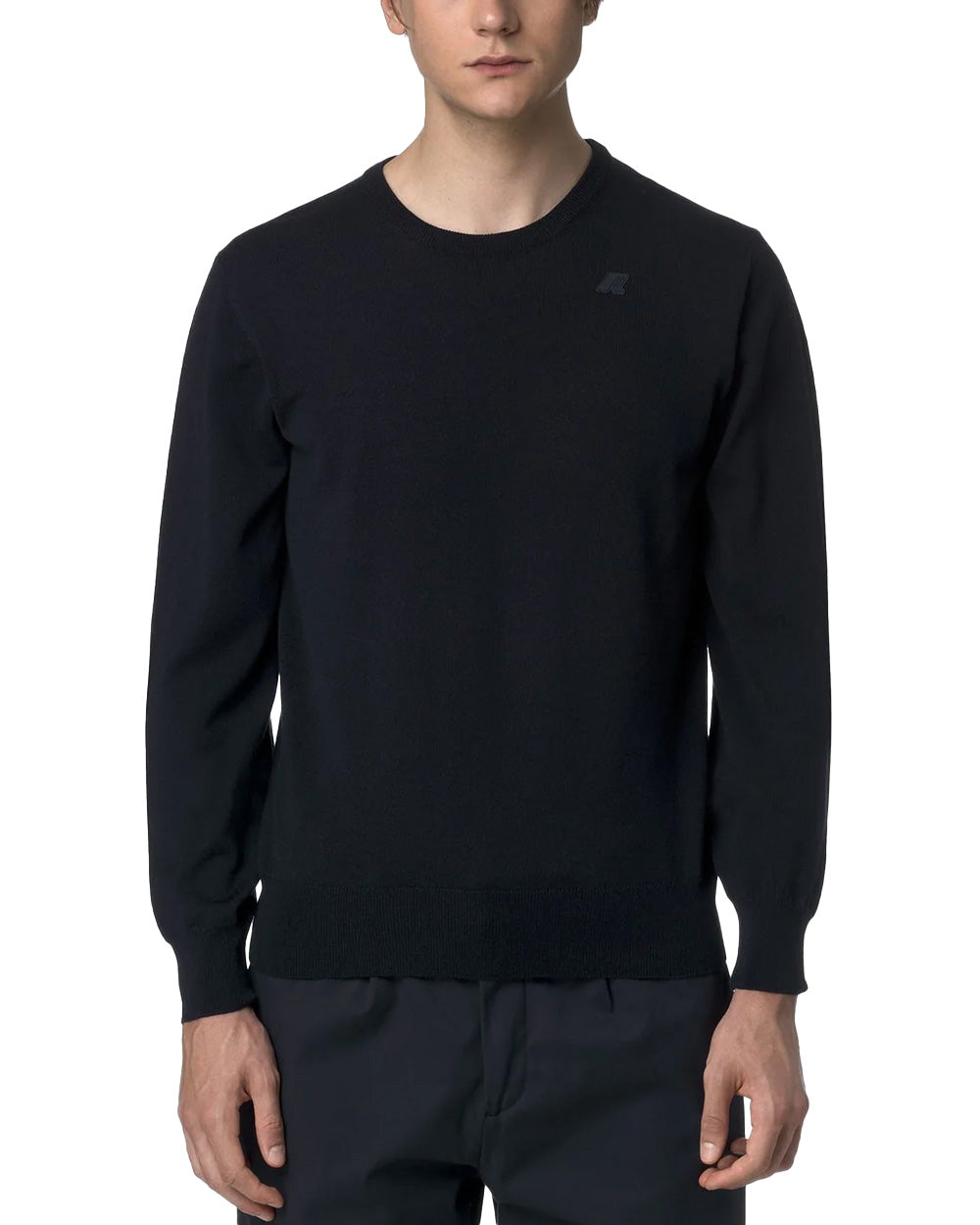K-WAY Maglione K-WAY uomo SEBASTIEN MERINO K2142EW Blu lana merino easy-care  vestibilità regolare regular fit girocollo K2142EW K89 
