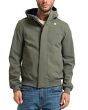 K-WAY men's jacket Joachim Bonded K3135KW Green slim fit pockets elasticated cuffs silicone logo on chest full zip closure