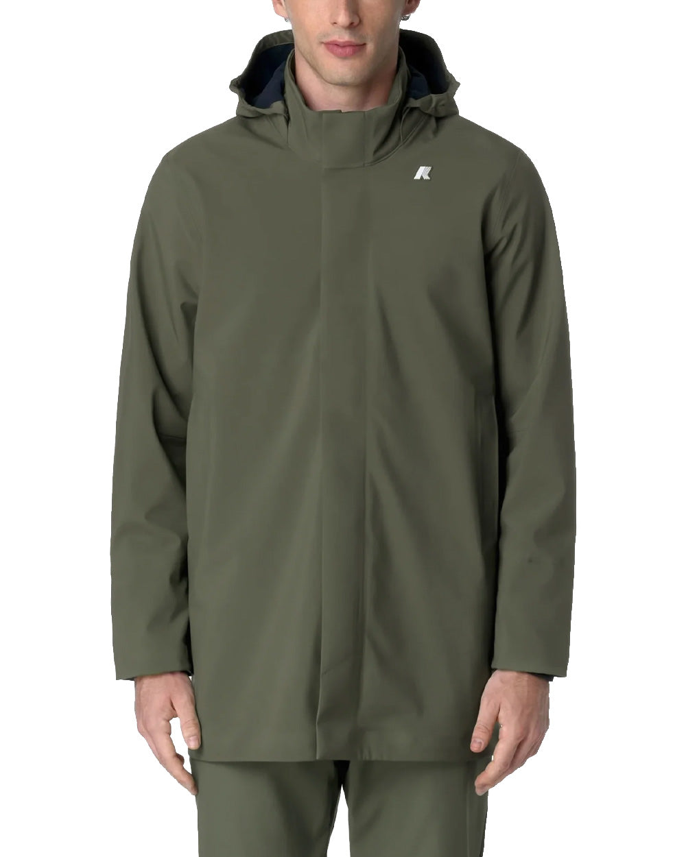 K-WAY Giubbino K-WAY uomo K6116YW Verde tessuto tecnico a tre strati cappuccio removibile tasche con zip vestibilità regular K6116YW AF0 