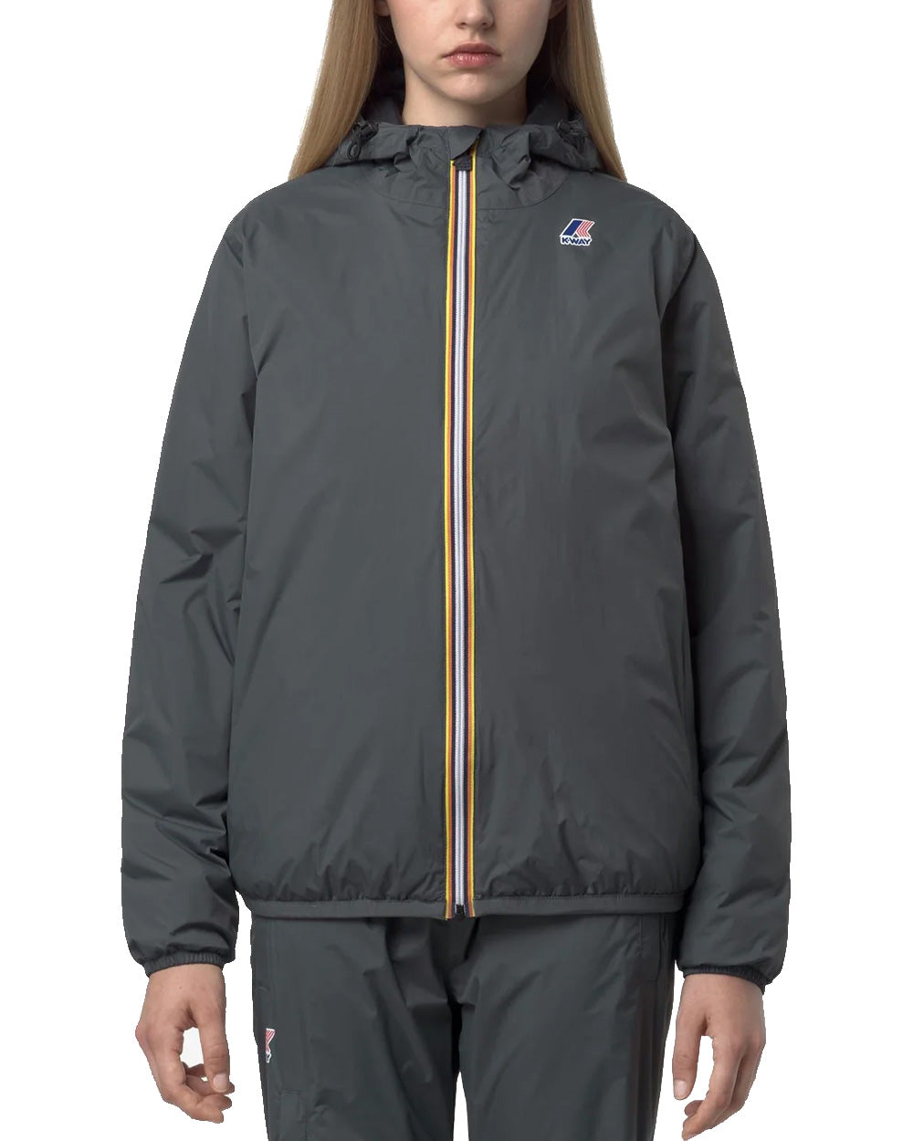 K-WAY Giubbino K-WAY donna LE VRAI 4.0 CLAUDE WARM K61273W Verde cuciture termonastrate cappuccio regolabile zip frontale con pattina antivento polsini elasticizzati <BR/> K61273W 133 