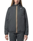 Women's K-WAY jacket LE VRAI 4.0 CLAUDE WARM K61273W Green heat-taped seams adjustable hood front zip with wind flap elastic cuffs