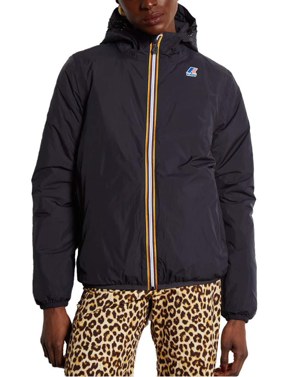 K-WAY Giubbino K-WAY donna LE VRAI 4.0 CLAUDE WARM K61273W Nero cuciture termonastrate cappuccio regolabile zip frontale con pattina antivento polsini elasticizzati K61273W USY 