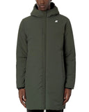 Giubbino K-WAY uomo JACOB ST WARM REVERSIBLE K6128WW Nero/Verde vestibilità slim logo silicone bianco cappuccio regolabile chiusura con zip