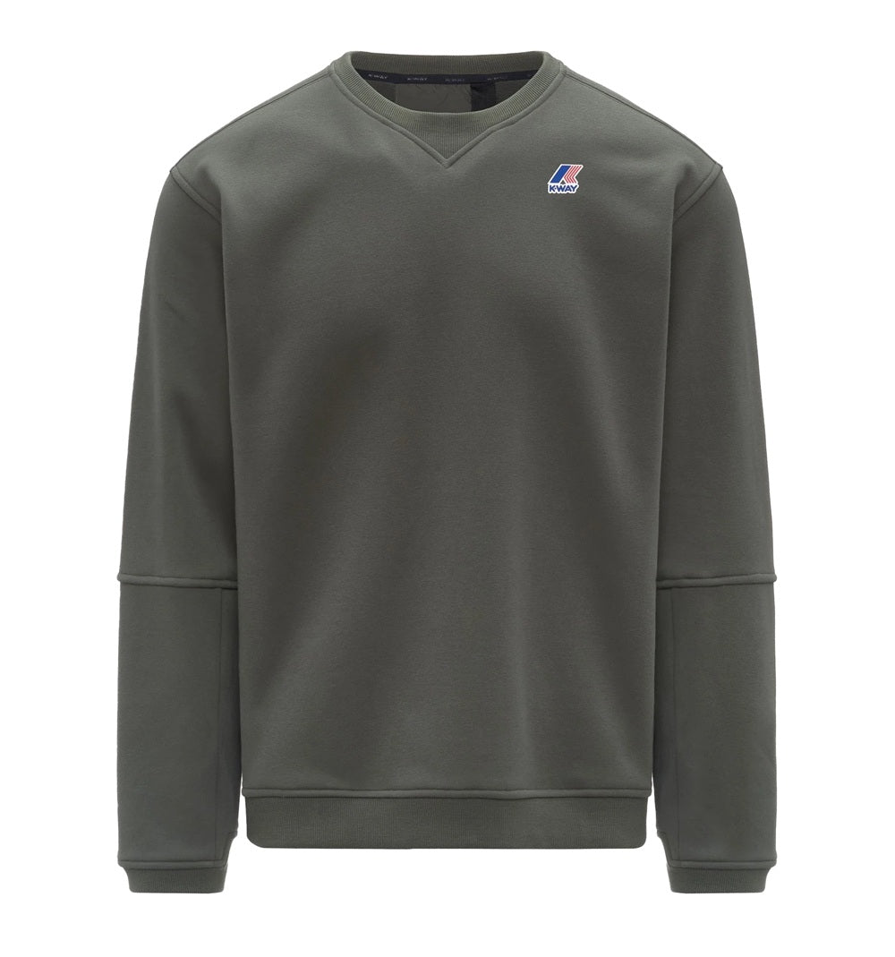 K-WAY Felpa K-way uomo K6132MWWMR Nael Brushed Pc Verde girocollo<BR/><BR/> K6132MW WMR 
