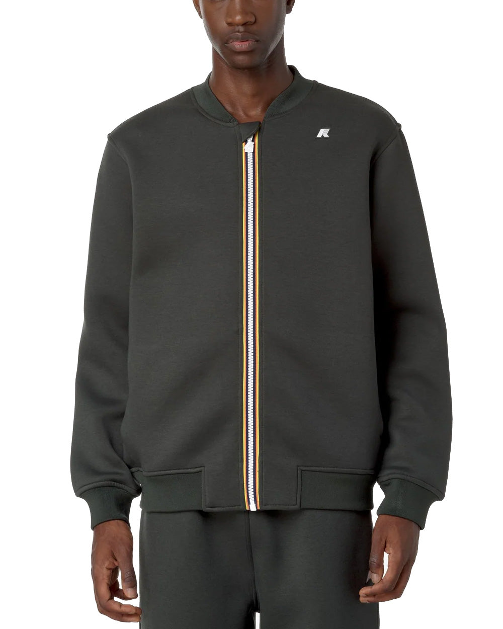 K-WAY Felpa K-WAY uomo ABEL SPACER K71344W Verde vestibilità regular tasche laterali colletto orlo a costina zip frontale K71344W WMR 