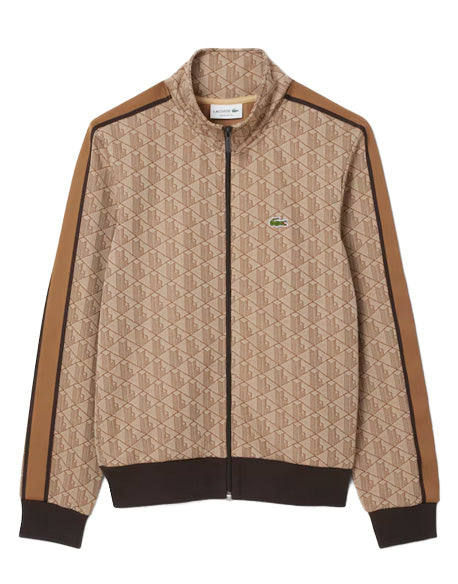 LACOSTE Felpa LACOSTE uomo SH1368 Beige monogramma regular fit tasche righe a contrasto SH1368 6IR 
