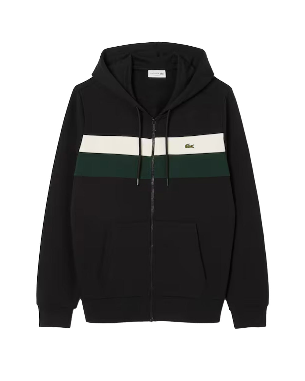 LACOSTE Felpa Lacoste uomo SH5913 Nera cappuccio zip cotone felpato logo cotone<BR/> SH5913 6XH 