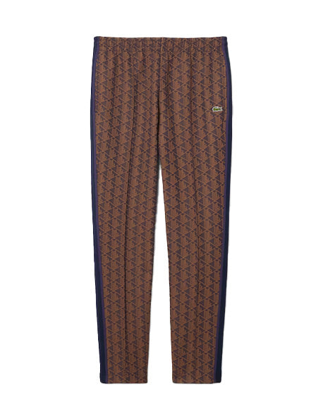 LACOSTE Pantalone LACOSTE uomo XH1440 Marrone jacquard con monogramma taglio dritto tasche a filetto coulisse con cordoncino in vita XH1440 9I4 
