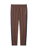 Pantalone LACOSTE uomo XH1440 Marrone jacquard con monogramma taglio dritto tasche a filetto coulisse con cordoncino in vita