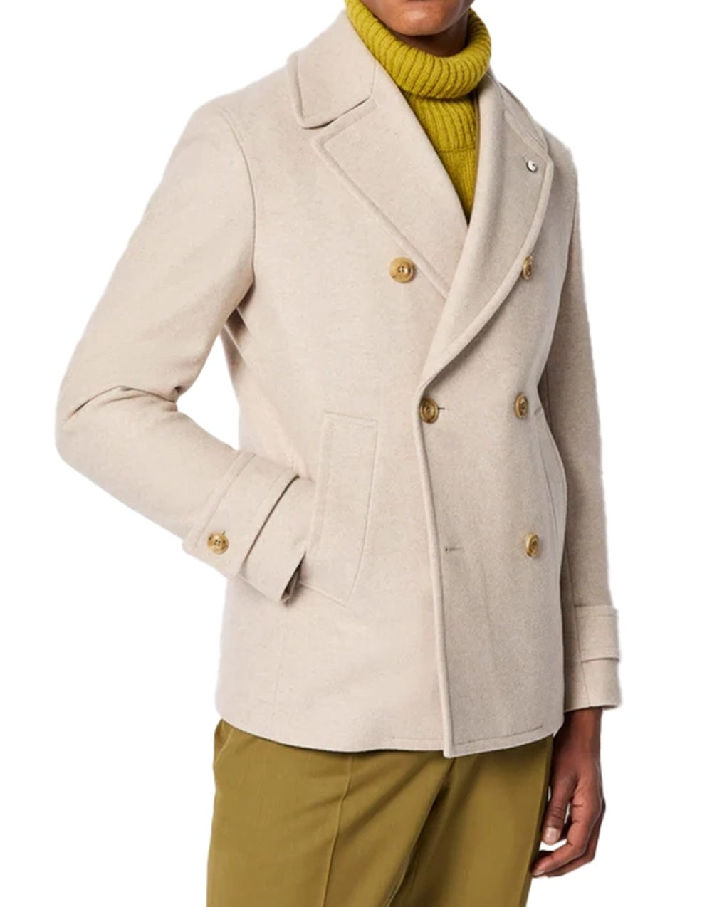 L.B.M. 1911 Cappotto L.B.M. uomo 9324575163 avorio peacoat a doppio petto 932457516 3 