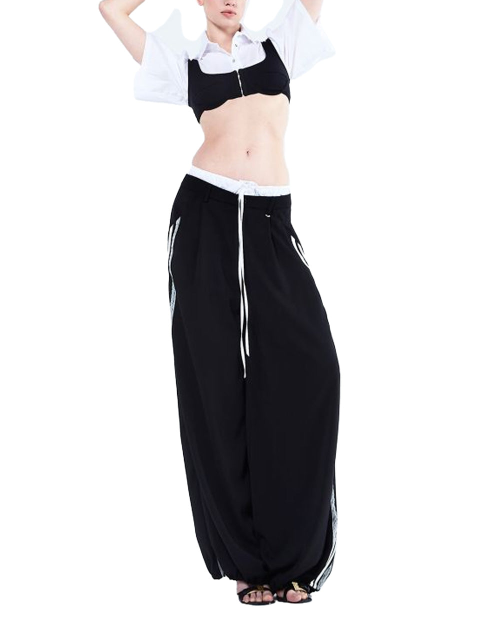ANIYE  BY Pantalone ANIYE BY SANDY donna 185101 Nero baggy coulisse tasche passanti 185101 00336 