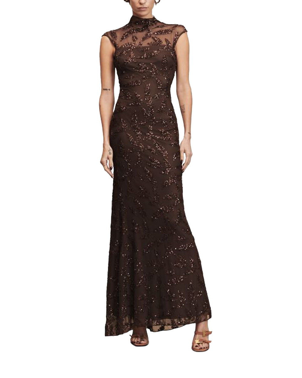 ANIYE  BY Abito ANIYE BY UMA donna 185247 Cioccolato tulle ricamato paillettes all over scollo ovale 185247 02481 