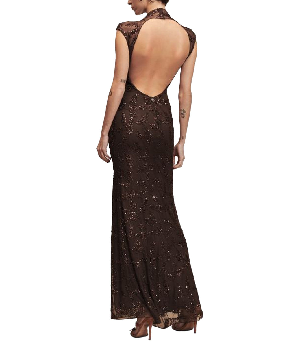 ANIYE  BY Abito ANIYE BY UMA donna 185247 Cioccolato tulle ricamato paillettes all over scollo ovale 185247 02481 