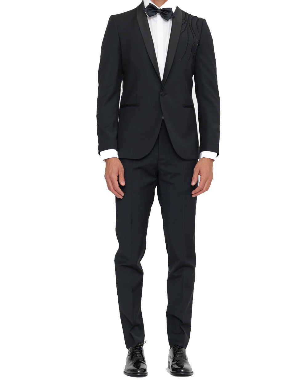DANIELE ALESSANDRINI Abito Daniele Alessandrini uomo DUAM0015PL0072 nero elegante monopetto strass<BR/> DUAM0015PL0072 9000 
