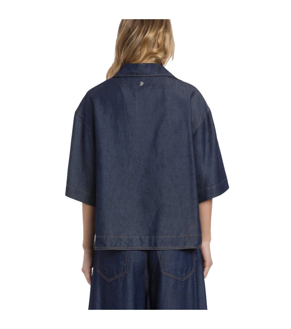 DONDUP Camicia Dondup donna DC458DF0266D denim blu regular lyocell fisso DC458DF0266D 800 