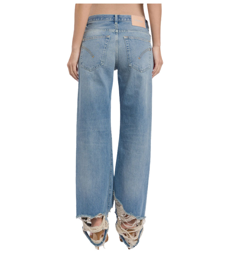 DONDUP Jeans Dondup donna DP427DF0283D Jacklyn blu chiaro wide leg denim fisso<BR/> DP427DF0283D 800 