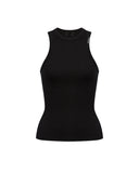 Women's DONDUP top DS071JS0314D Black crew neck slim fit logo neckline