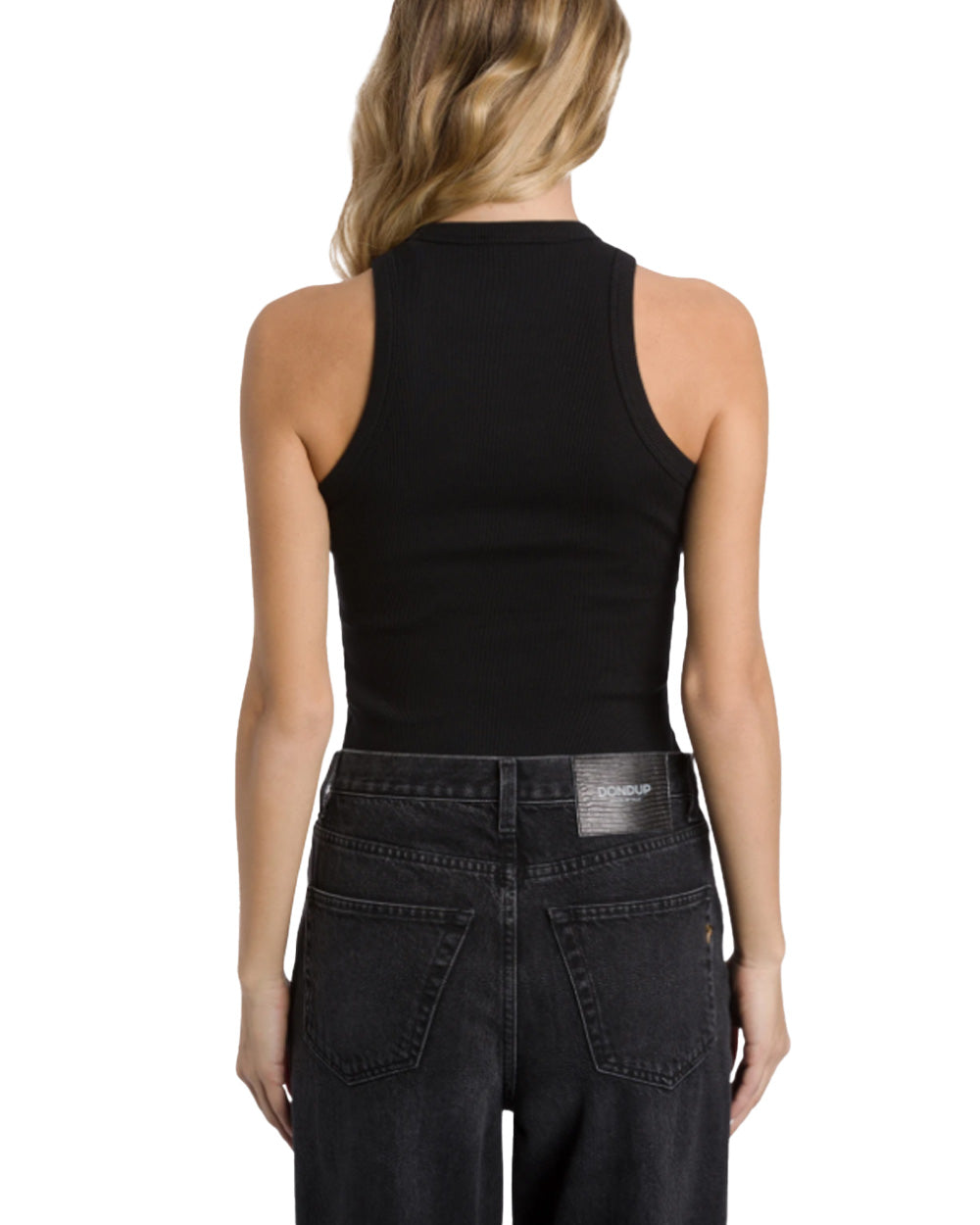 DONDUP Top DONDUP donna DS071JS0314D Nero giricollo slim logo scollo DS071JS0314D 999 