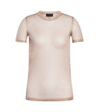 T-shirt Dondup donna DT411M00999D cipria girocollo slim organza