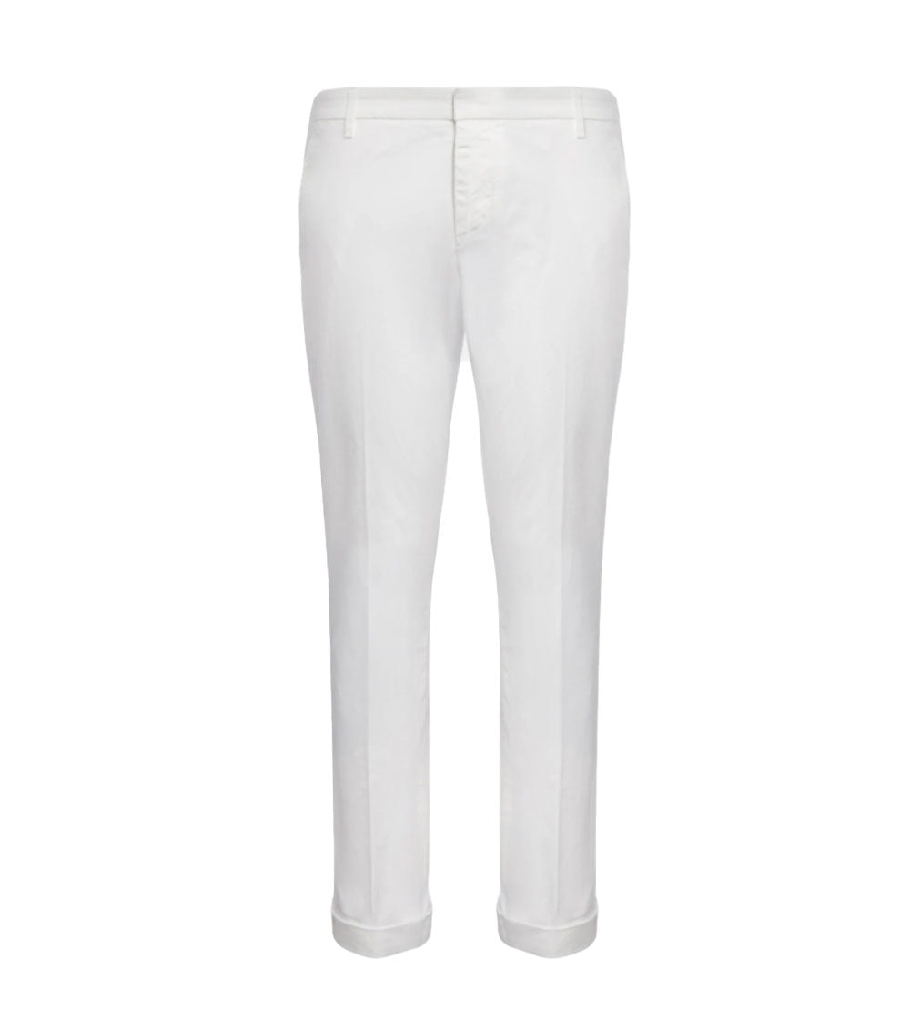 DONDUP Pantalone Dondup uomo Gaubert UP235GSE046U bianco slim in gabardina leggera <BR/> UP235GSE046U 000 