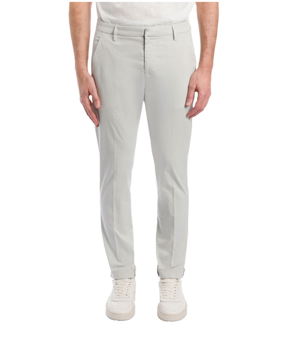 DONDUP Pantalone Dondup uomo Gaubert UP235GSE046U ghiaccio slim in gabardina leggera <BR/> UP235GSE046U 021 