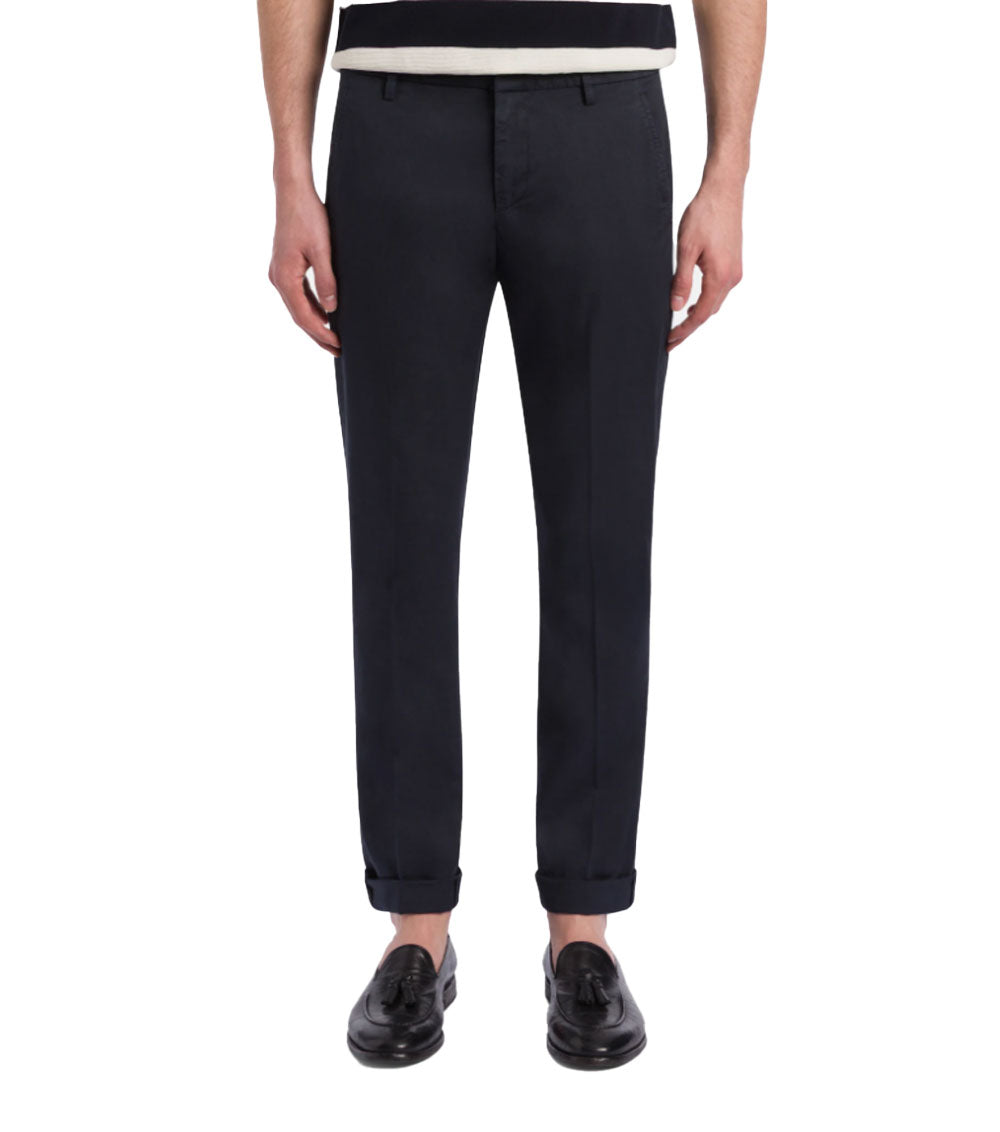 DONDUP Pantalone Dondup uomo Gaubert UP235GSE046U blu slim in gabardina leggera <BR/> UP235GSE046U 890 