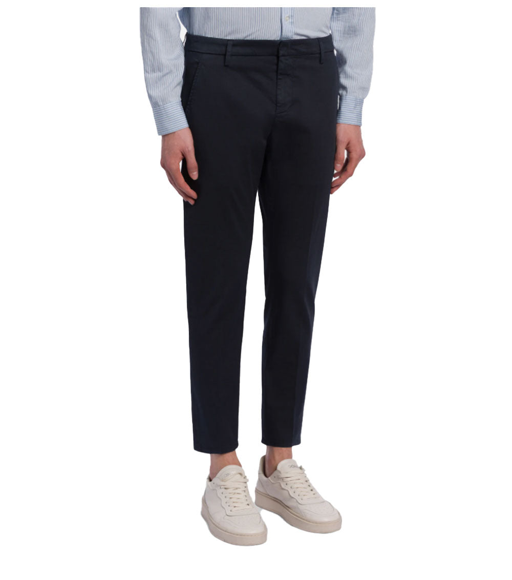 DONDUP Pantalone Dondup uomo Alfredo UP518GS0096U blu slim in gabardina compact<BR/><BR/> UP518GS0096U 890 