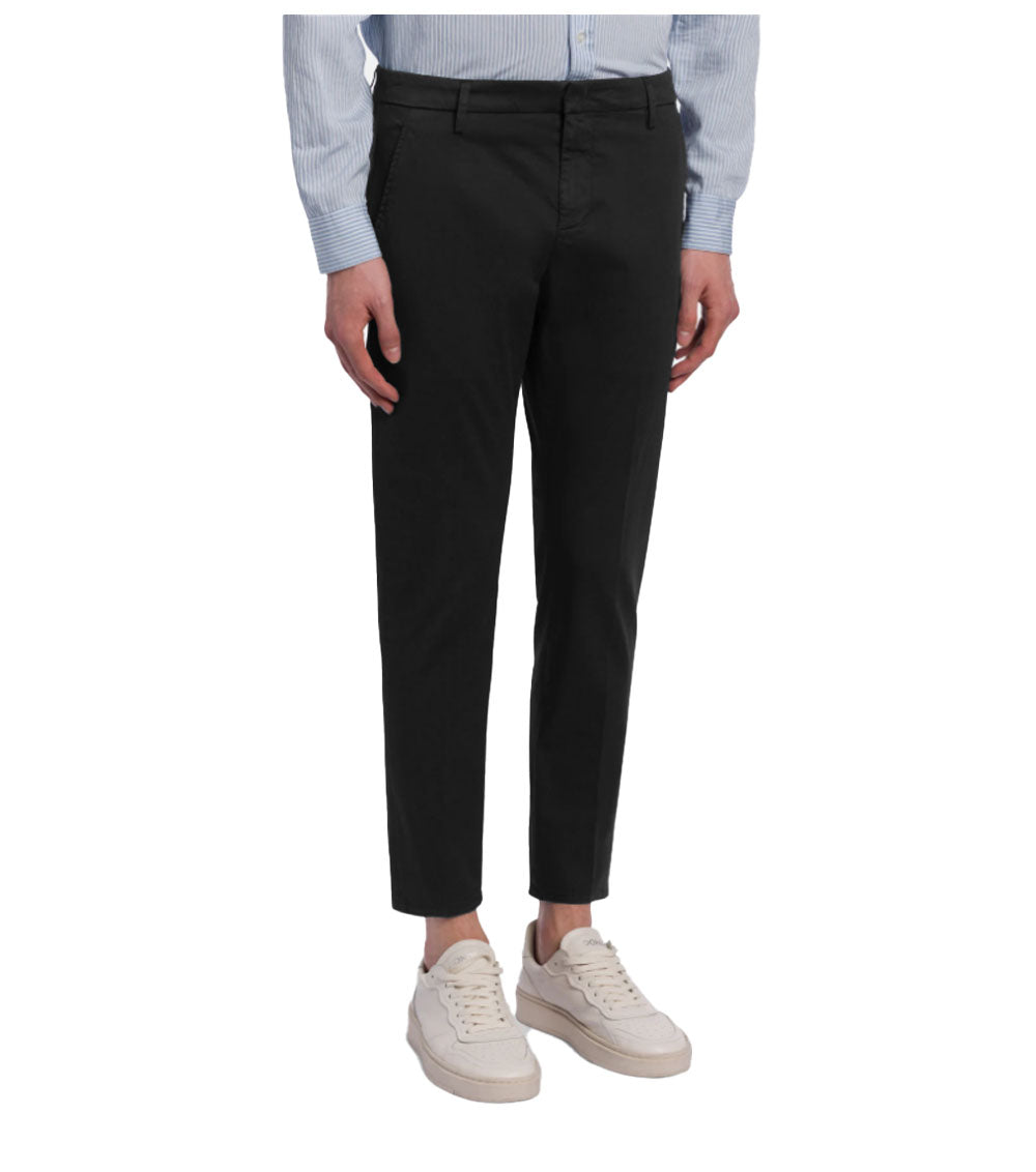 DONDUP Pantalone Dondup uomo Alfredo UP518GS0096U nero slim in gabardina compact<BR/><BR/> UP518GS0096U 999 