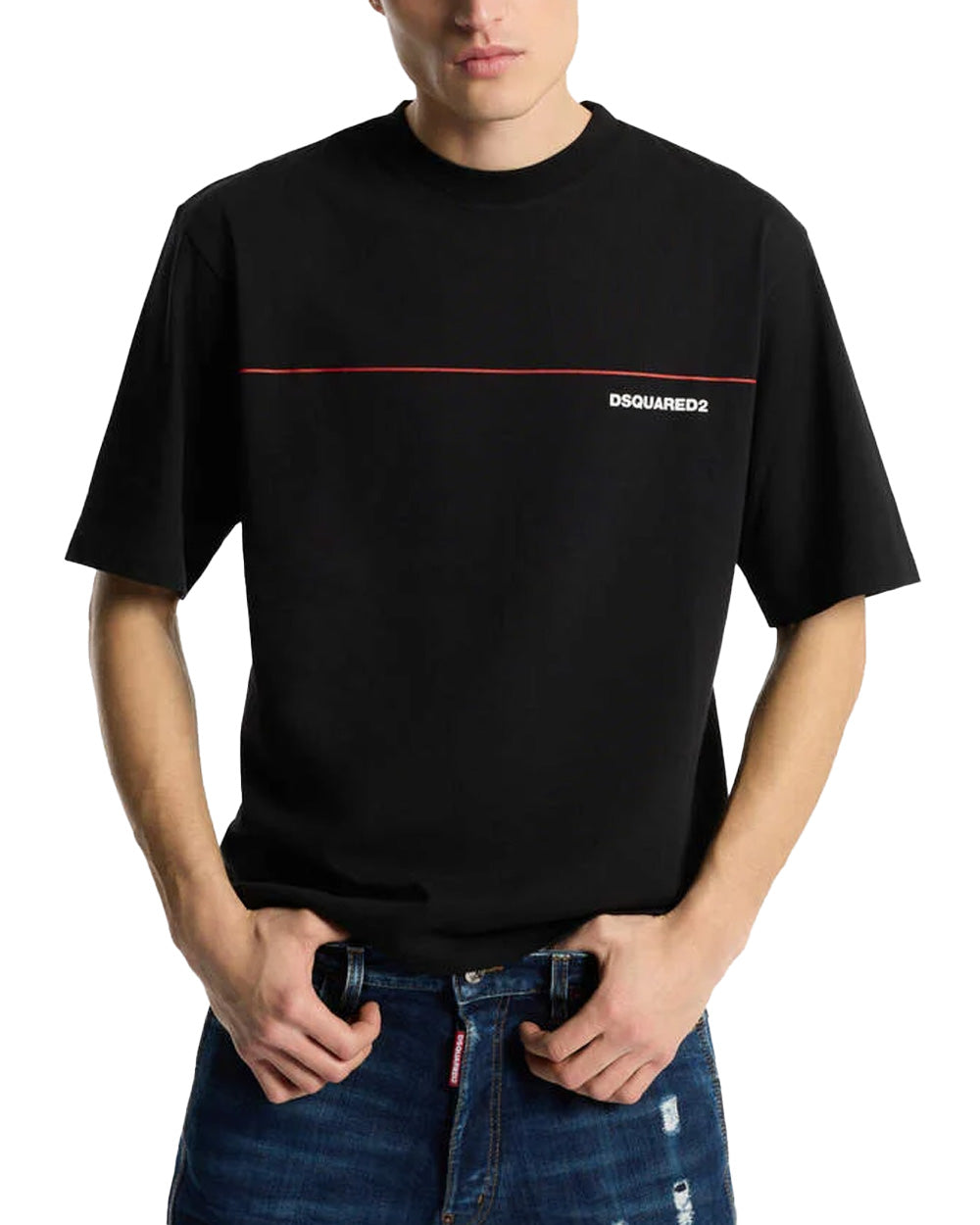 DSQUARED2 T-shirt DSQUARED2 uomo Loose Fit con logo S71GD1653D20033 Nera cotone loose girocollo logo S71GD1653D20033 900 