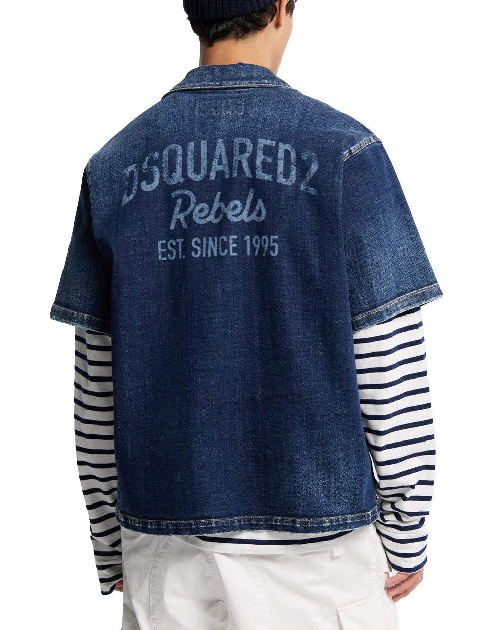 DSQUARED2 Camicia DSQUARED2 uomo S74DM1027S30664 Denim colletto polo maniche corte cotone S74DM1027S30664 470 