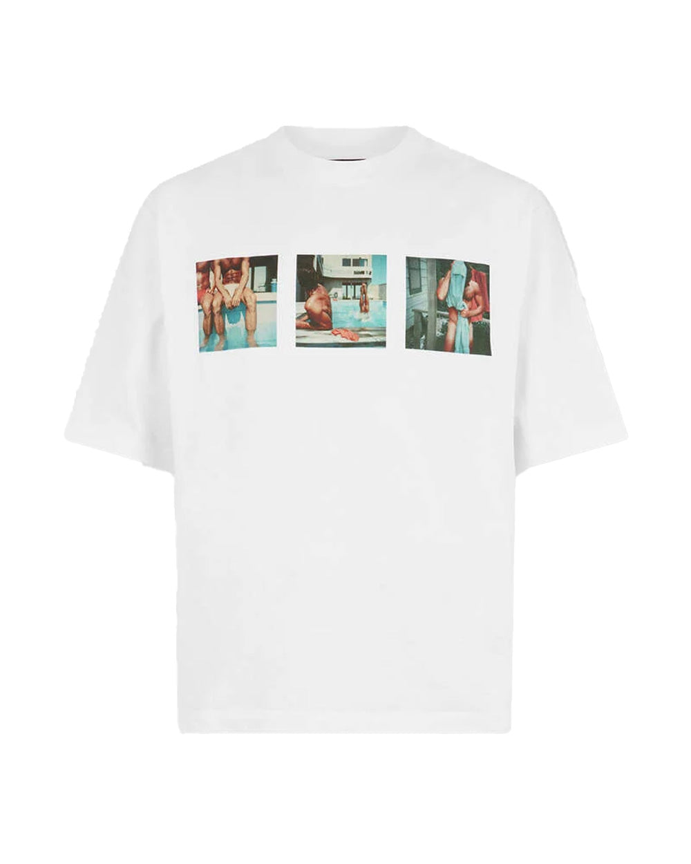 DSQUARED2 T-shirt DSQUARED2 uomo S74GD1550D20106 Bianca cotone loose girocollo stampa grafica logo S74GD1550D20106 100 