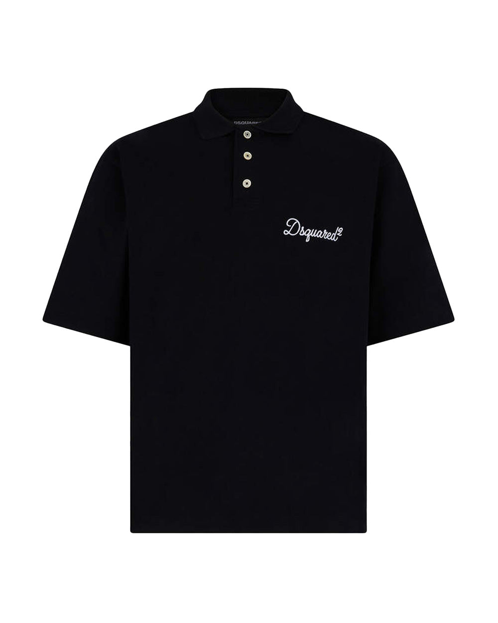 DSQUARED2 Polo DSQUARED2 uomo Tennis Fit S74GL0100D20106 Nera colletto loose bottoni logo S74GL0100D20106 900 