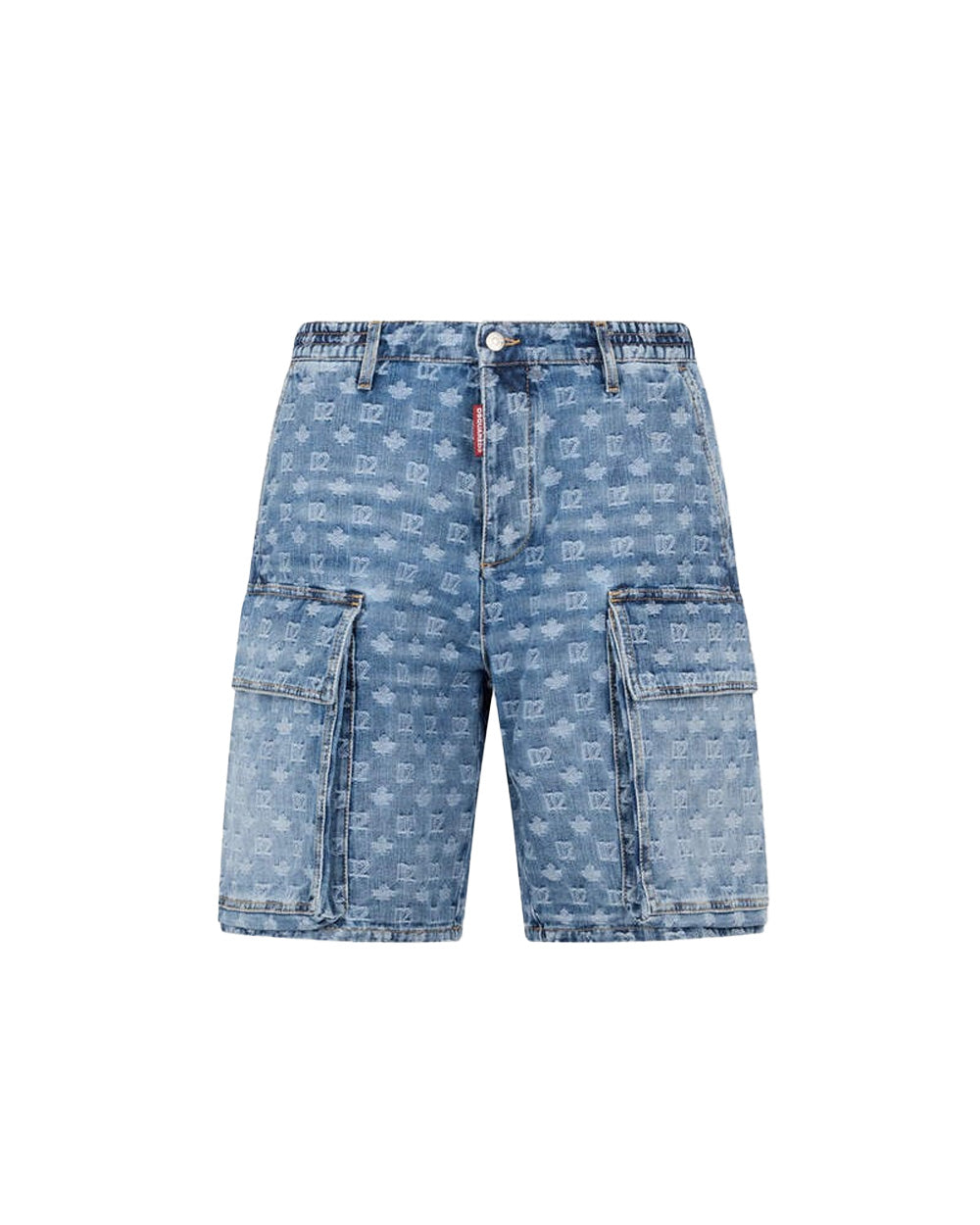 DSQUARED2 Bermuda DSQUARED2 uomo S74MU0980D30023 Blu denim cotone logo monogram all over tasche bottoni S74MU0980D30023 470 