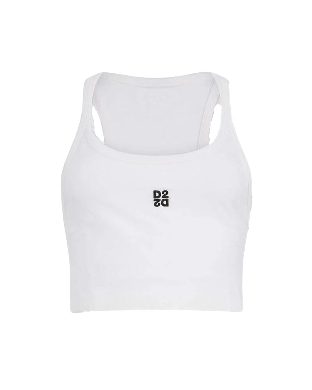 DSQUARED2 Top DSQUARED2 donna S75NL0053D20102 Bianco logo ricamato cotone scollo rotondo S75NL0053D20102 100 
