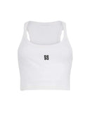 Top DSQUARED2 donna S75NL0053D20102 Bianco logo ricamato cotone scollo rotondo