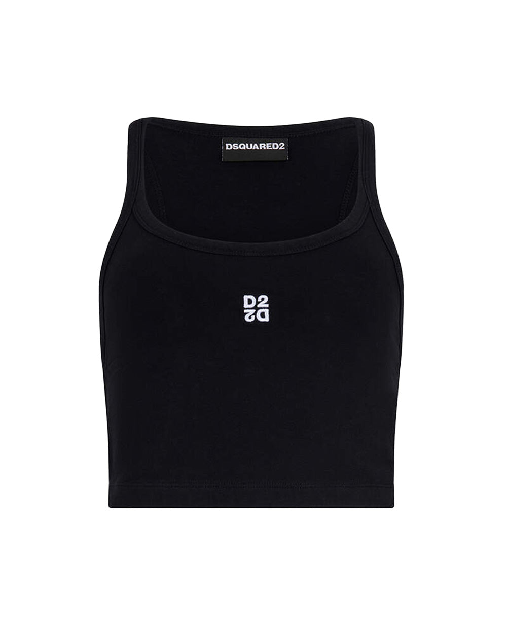 DSQUARED2 Top DSQUARED2 donna S75NL0053D20102 Nero logo ricamato cotone scollo rotondo S75NL0053D20102 900 