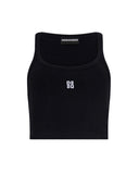 Top DSQUARED2 donna S75NL0053D20102 Nero logo ricamato cotone scollo rotondo