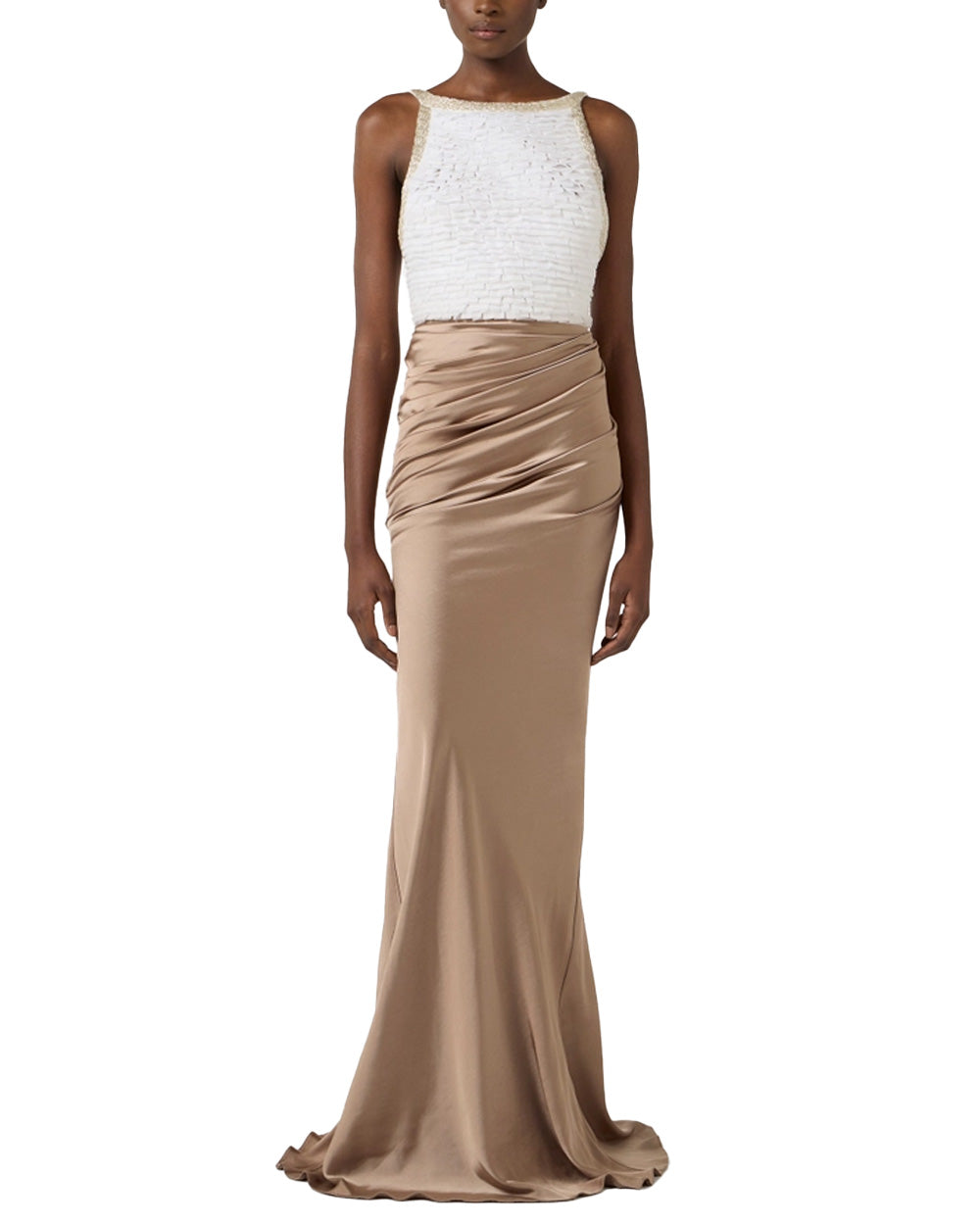ELISABETTA FRANCHI Abito ELISABETTA FRANCHI donna ABR1762E2 Avorio slim smanicato spalline micro balze ABR1762E2 EZ4 