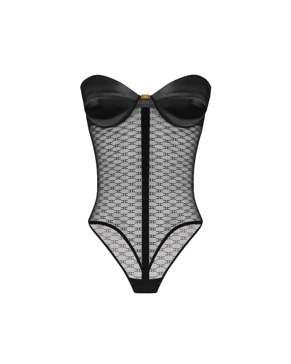 ELISABETTA FRANCHI Body ELISABETTA FRANCHI donna BO02662E2 Nero tulle monogram logo aderente BO02662E2 110 