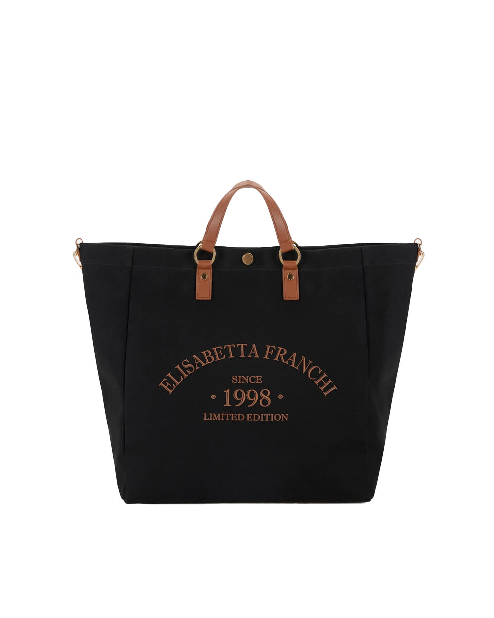 ELISABETTA FRANCHI Borsa ELISABETTA FRANCHI donna BS14A62E2 Nero canvas manici dettagli logo BS14A62E2 B58 