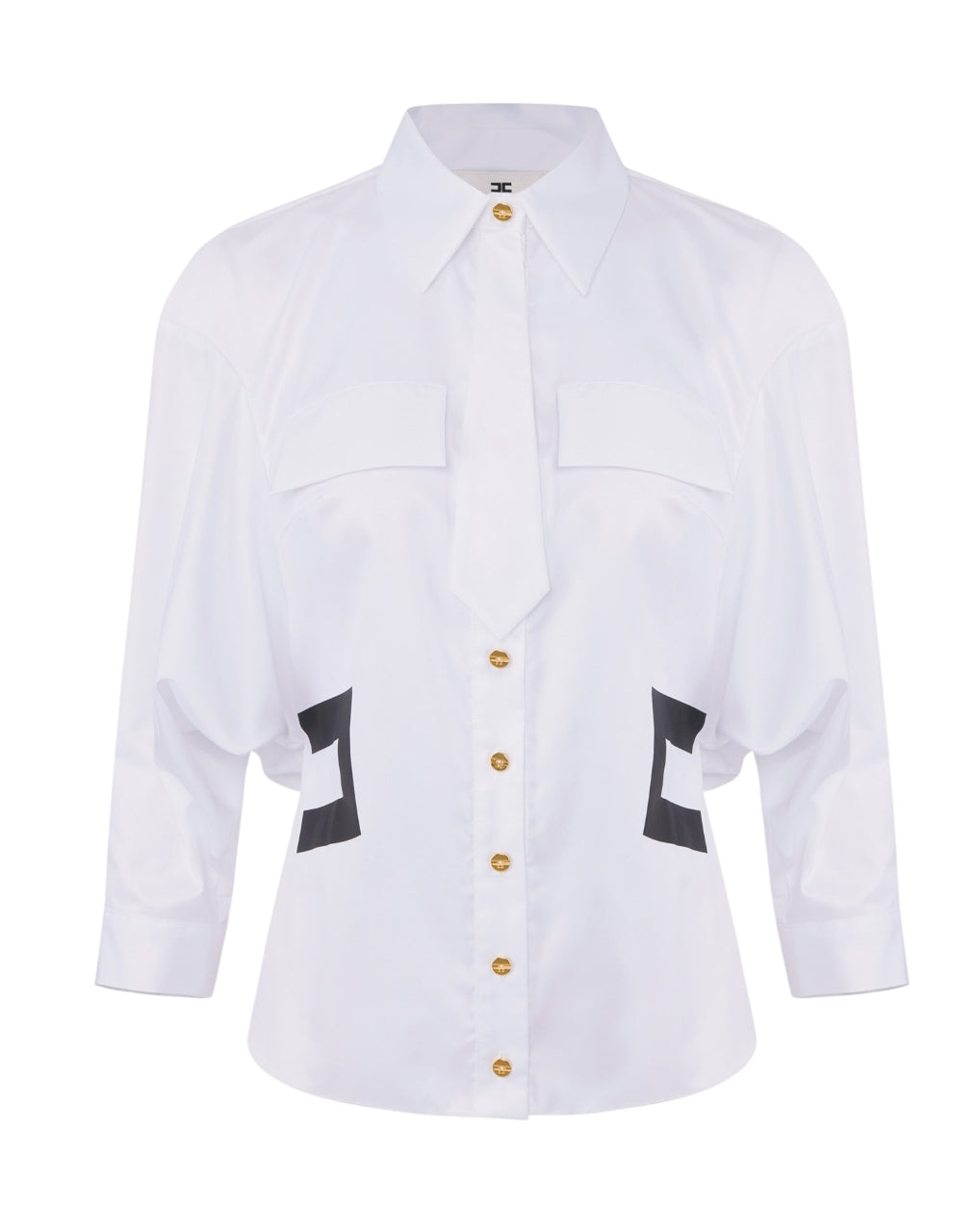 ELISABETTA FRANCHI Camicia Elisabetta Franchi donna CA15561E2221 Bianco Nero<BR/> CA15561E2 221 