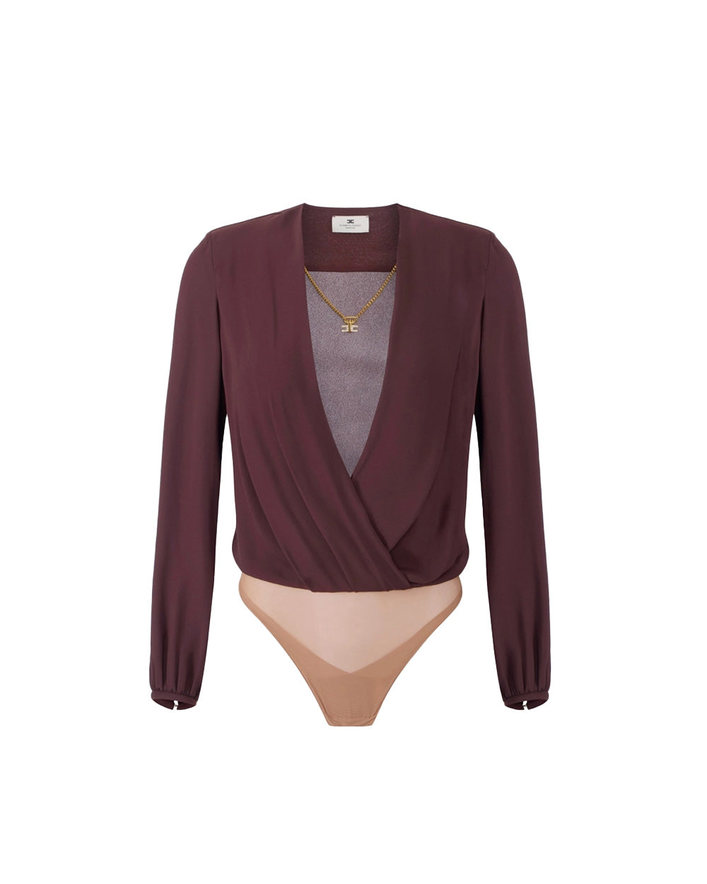 ELISABETTA FRANCHI Body ELISABETTA FRANCHI donna CB00762E2 Cacao regular scollo a v pieghe pinces CB00762E2 644 